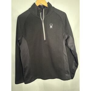 SPYDER Outbound 1/4 Quarter Zip Midweight Core Sweater BLACK Sweatshirt Sz Large